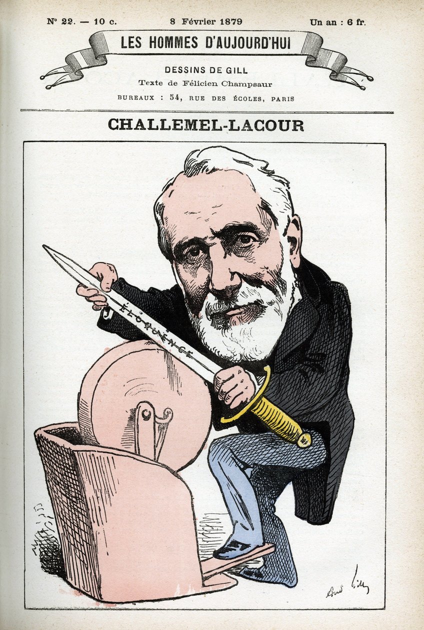 صورة لبول أرماند شالميل لاكور (1827-1896) ، سياسي ودبلوماسي ومؤرخ للفلسفة الفرنسية. كارتون جيل ، في “Les Homme d'Today” ، باريس بواسطة أندرو جيل