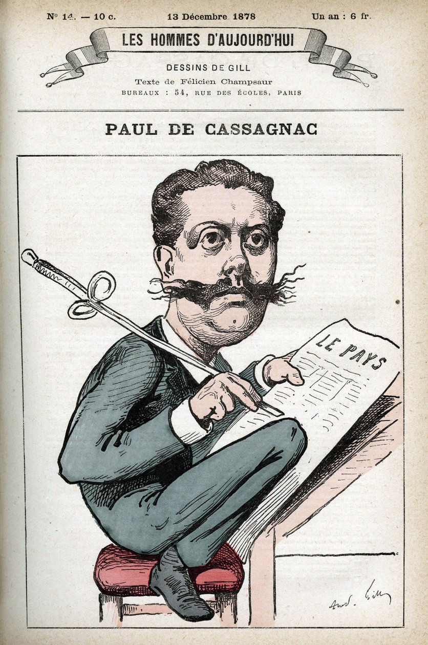 صورة لبول جرانييه دي كاساجناك (1842-1902) ، صحفي سياسي فرنسي. كارتون جيل ، باريس. بواسطة أندرو جيل