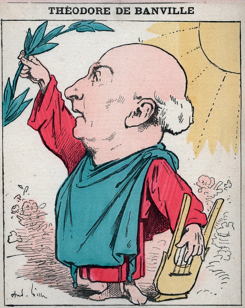 صورة شخصية لثيودور دي بانفيل (1823-1891) ، شاعر فرنسي - رسم كاريكاتوري لأندريه جيل في "Les Hommes d'Today" ، باريس بواسطة أندرو جيل