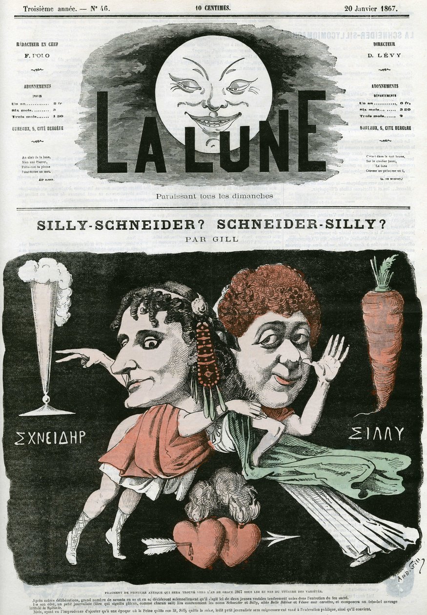 سخيفة شنايدر؟ شاينر سخيف؟ ، رسم كاريكاتوري لجزء من الرسم القديم. كارتون جيل ، في “La Lune” ، 20 يناير بواسطة أندرو جيل