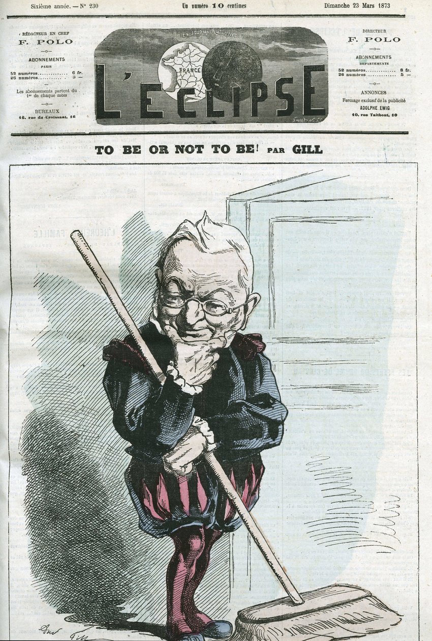 أن نكون أو لا نكون ، رسم كاريكاتوري لأدولف تيير (1797-1877) ، رجل دولة فرنسي. غلاف في “L