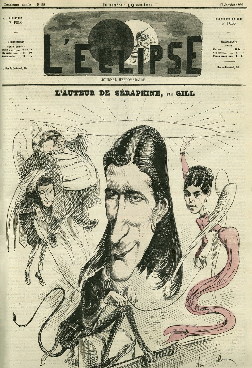 فيكتوريان ساردو (1831-1908) ، كاتب مسرحي فرنسي. غلاف في “L'Eclipse” بقلم جيل ، 17 يناير بواسطة أندرو جيل