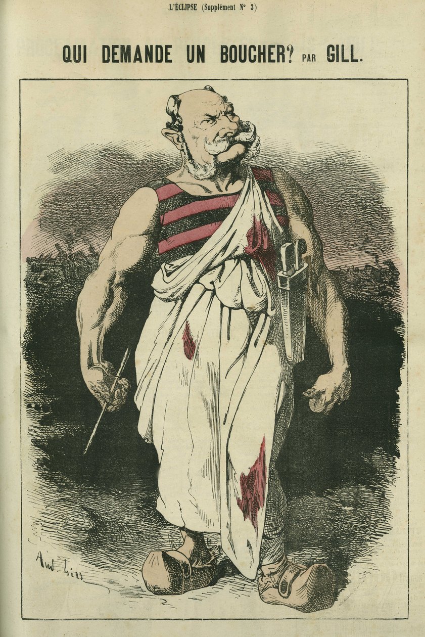 الذي يسأل عن جزار ، صورة كاريكاتورية لوليام الأول ملك ألمانيا (1797-1888) ، الفائز في حرب عام 1870. في "L'Eclipse" بقلم جيل بواسطة أندرو جيل