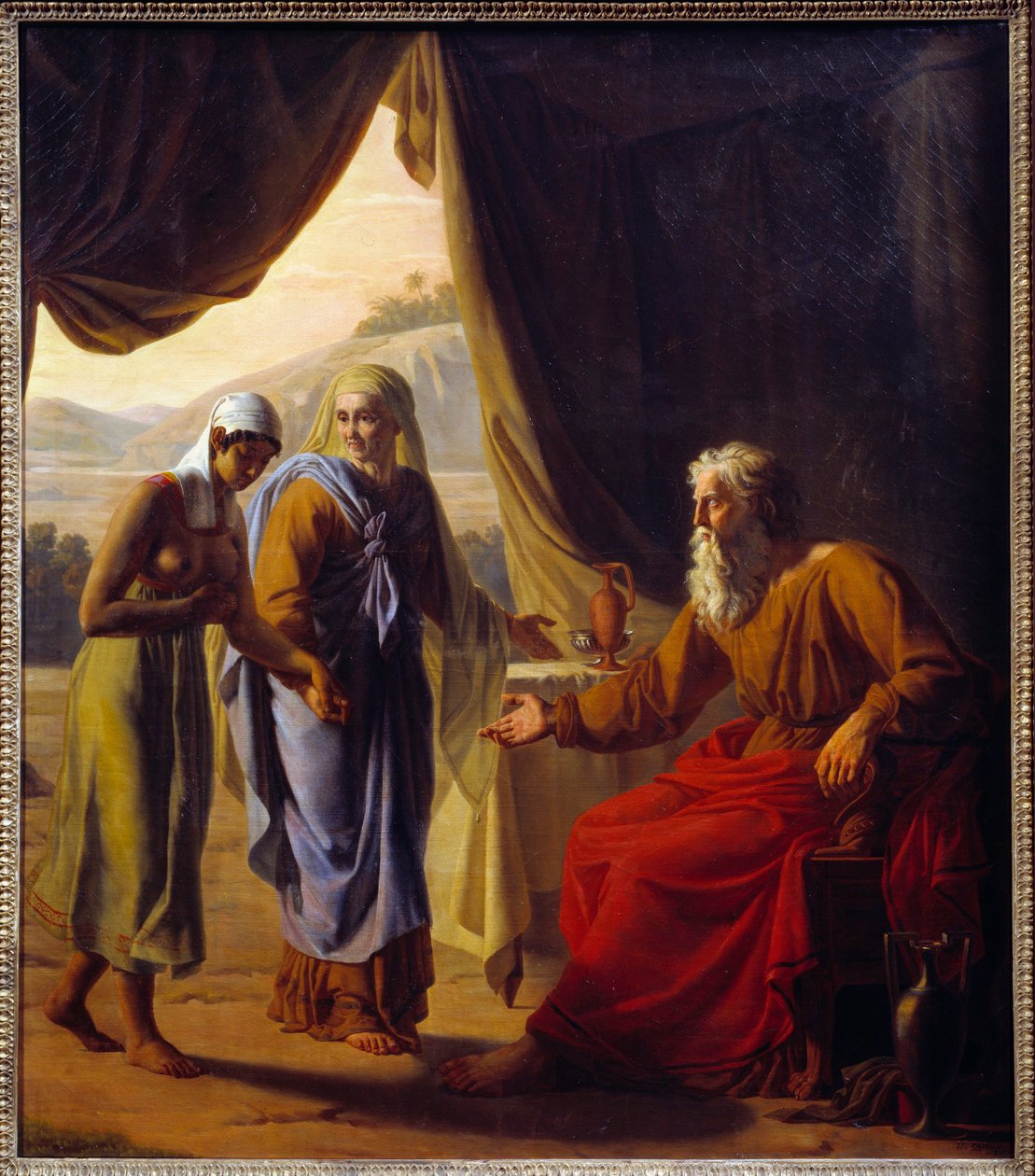 سارة تقدم أجار لوحة أبراهام لفيكتور أورسيل (1795-1850) 1820 صن. 0،9x0،8 م ليون ، متحف الفنون الجميلة بواسطة أندريه جاك فيكتور أورسيل