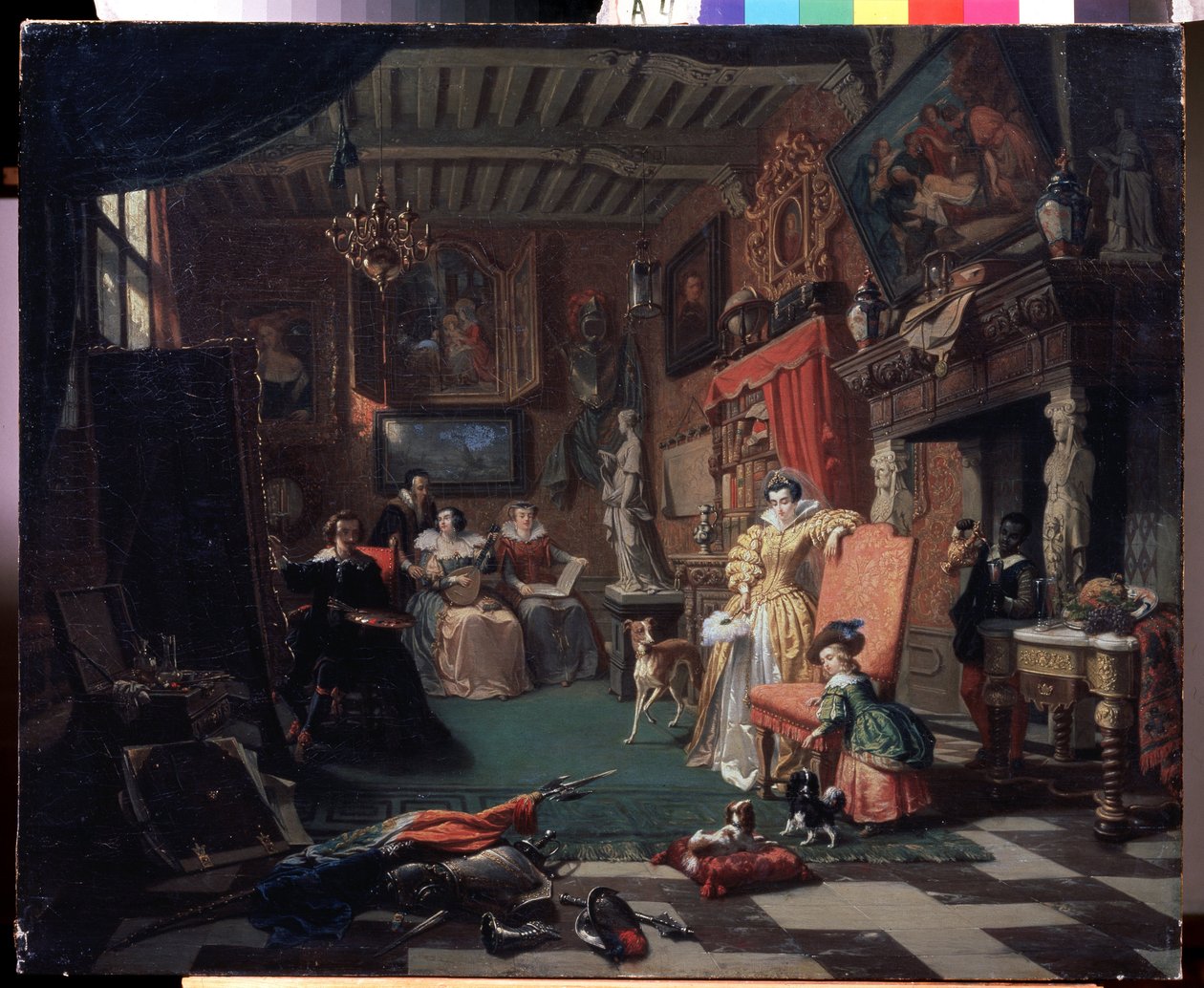"" استوديو الرسام أنتوني (أنطون) فان ديك (1599-1641) يرسم صورة "" (رسم السير أنتونيس فان دايك صورة شخصية) لوحة رسمها أندريه بلوموت (1829-1906) 1853 متحف الفن الإقليمي ، كالوغا ، روسيا بواسطة أندريه بلوموت