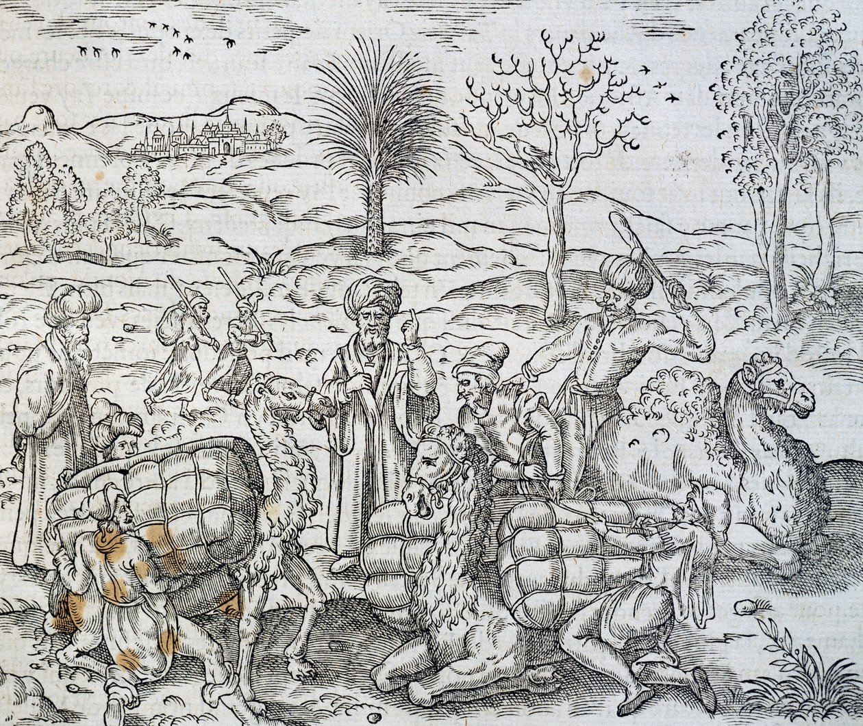 التجار العرب في سوريا ، نقش على علم الكونيات العالمي لأندريه تفيت (1504-1592) بواسطة أندريه ثيفت