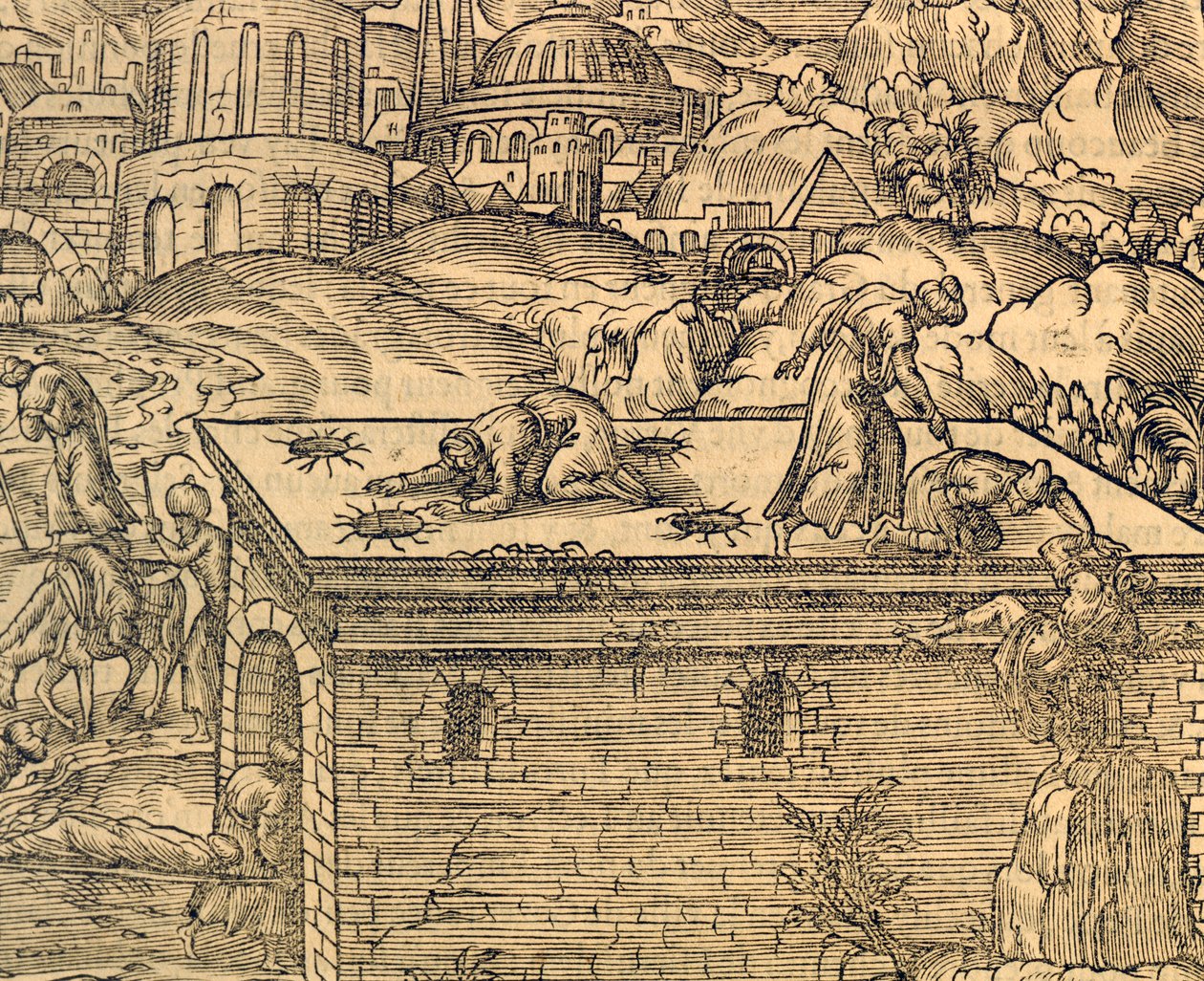 مقبرة Acheldemach المسيحية ، نقش من Cosmographie universelle ، بواسطة Andre Thevet (1504-1592) ، باريس بواسطة أندريه ثيفت