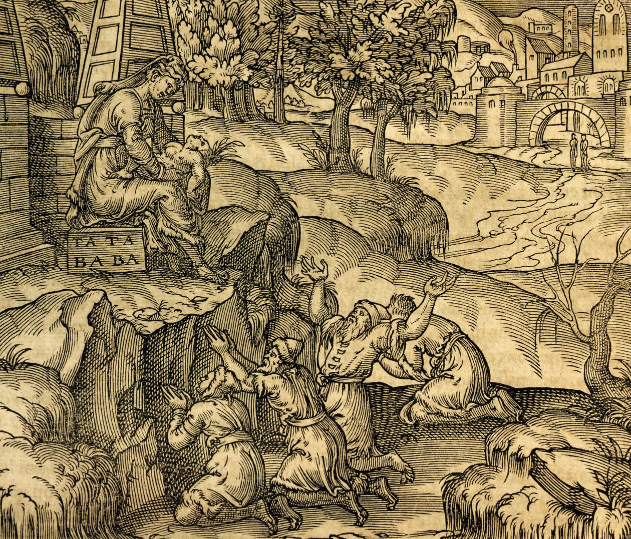 إلهة العبادة المخلصة تاتا بابا في منطقة موسكوفي ، نقش من Cosmographie Universelle ، بواسطة Andre 'Thevet (1504-1592) ، باريس بواسطة أندريه ثيفت