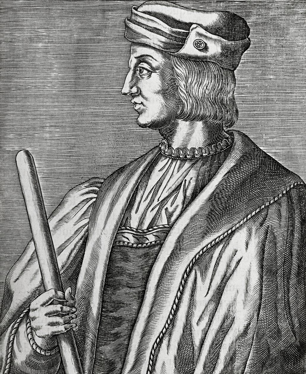 صورة لغاستون دي فوا ، دوق نيمور (1489-1516) ، نقش من Les Vrais pourtraits et Lives des Hommes يوضح بواسطة أندريه ثيفت