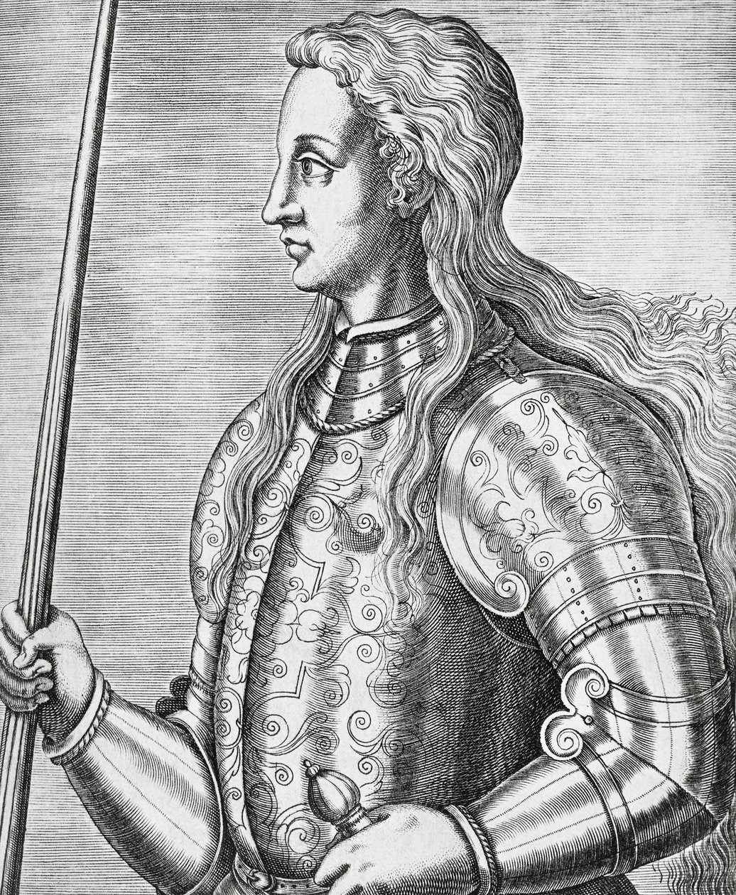 صورة لجوان دارك (1412-1431) ، القديس الفرنسي والقائد العسكري ، نقش لأندريه تيفيت (1502-1590) بواسطة أندريه ثيفت