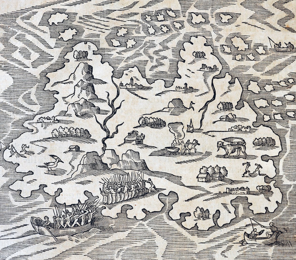 جزيرة الثالوث ، نقش من علم الكونيات العالمي لأندريه تيفيت (1504-1592) ، باريس بواسطة أندريه ثيفت