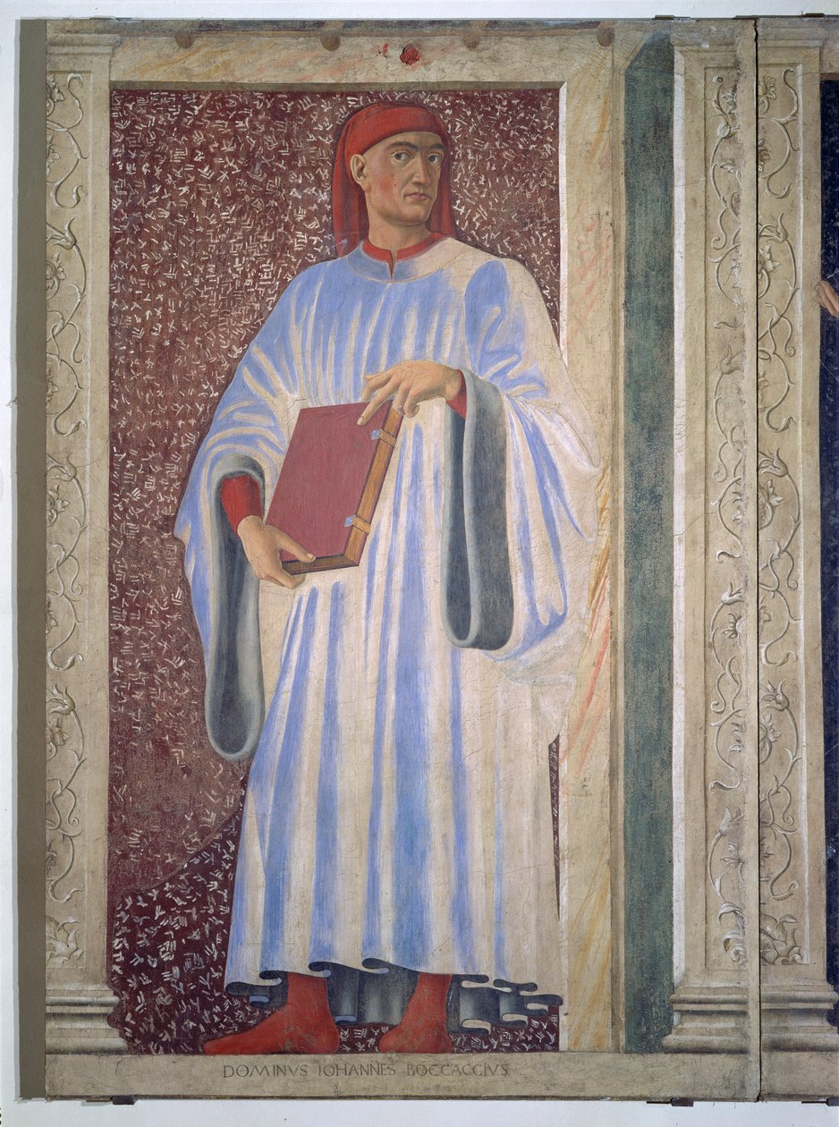 جيوفاني بوكاتشيو (1313-75) من سلسلة فيلا كاردوتشي للرجال والنساء المشهورين ، حوالي 1450 (لوحة جدارية مرسومة على قماش) بواسطة أندريا ديل كاستانيو