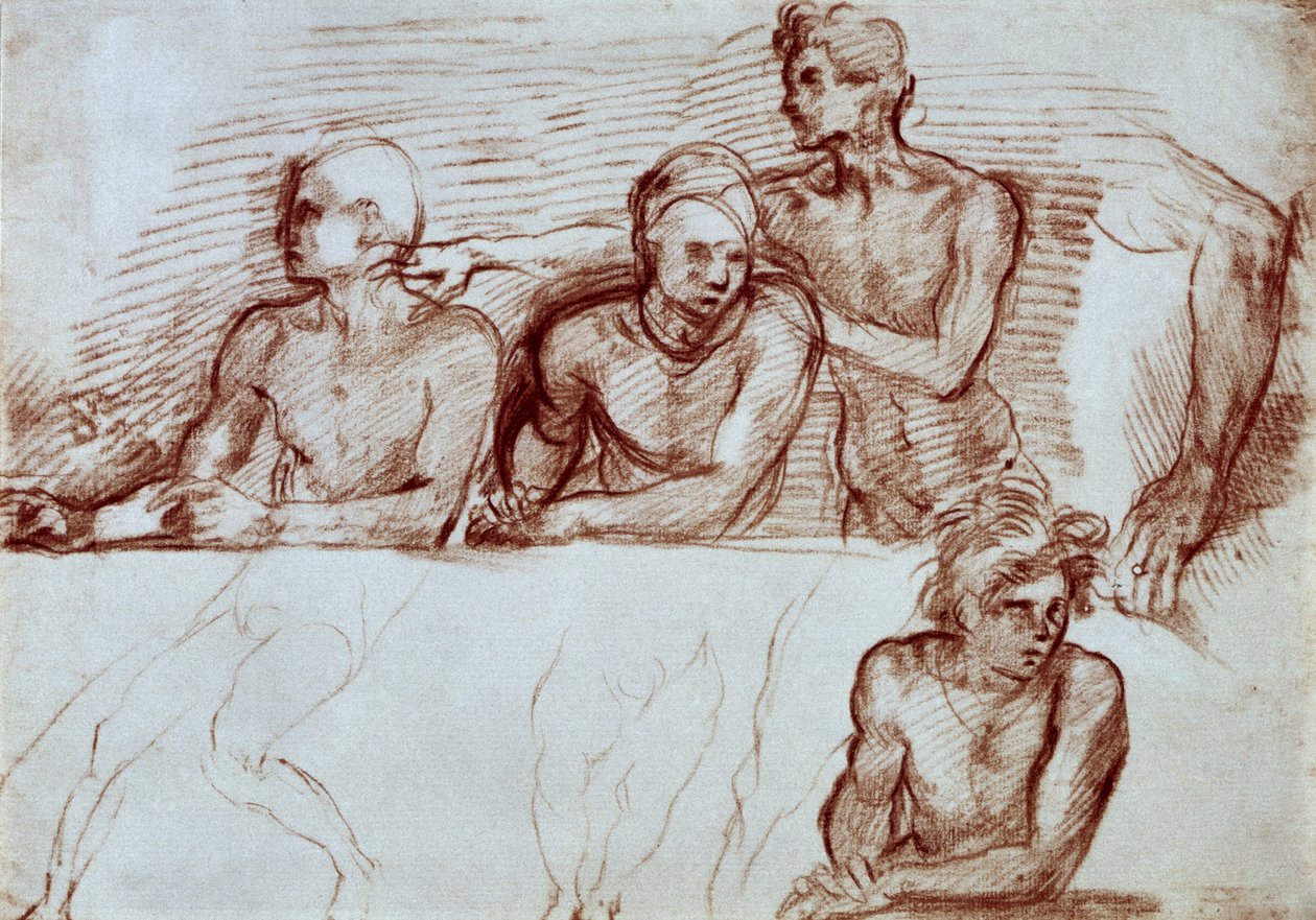 دراسة اربع شخصيات ذكور (طباشير) بواسطة أندريا ديل سارتو