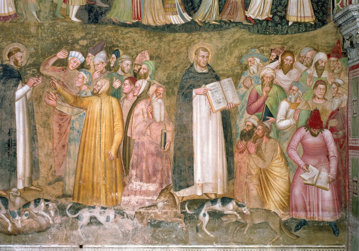 مناضل الكنيسة والنصر ، تفاصيل SS. توماس وبيتر يدحضان الزنادقة ، من الكنيسة الإسبانية ؛ c.1369 تفاصيل جدارية 31612 بواسطة أندريا دي بونايوتو