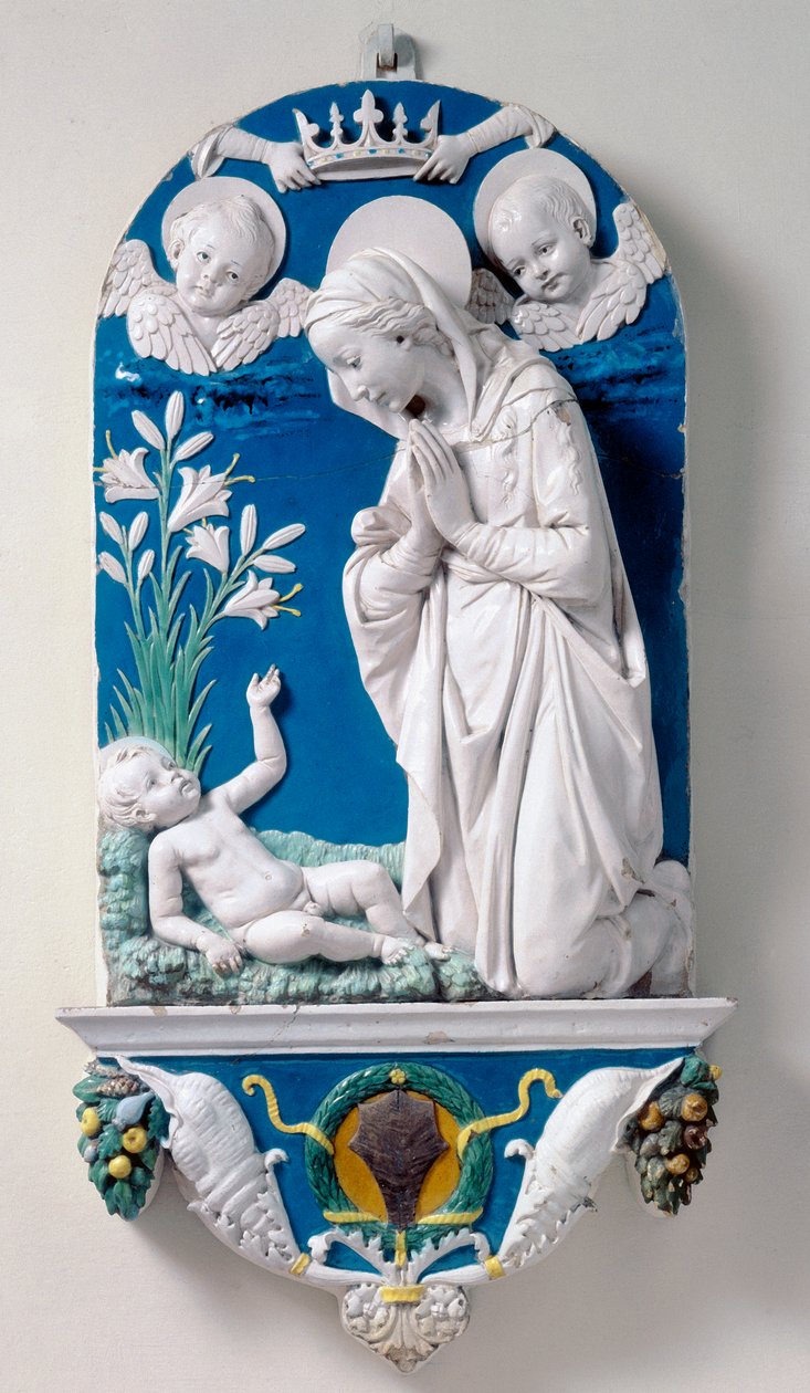 Madonna of the Lilies, Adoration of the Child بواسطة أندريا ديلا روبيا