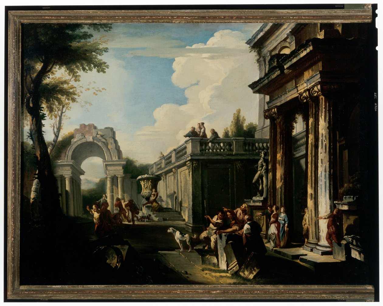Capriccio المعماري مع النافورة بواسطة أندريا لوكاتيلي