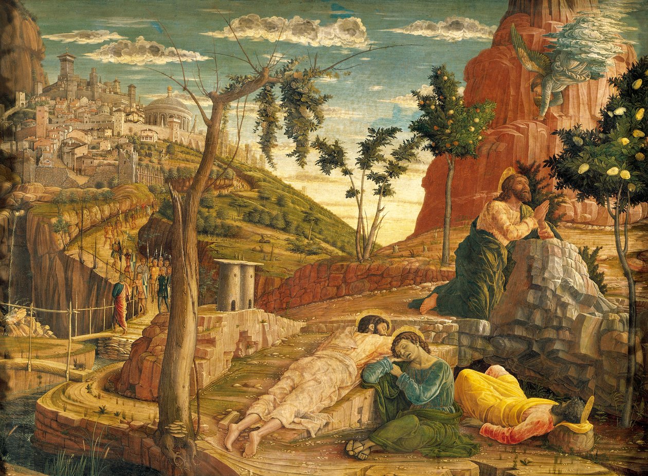 Agony in Garden بواسطة Andrea Mantegna (1431-1506) ، تمبرا على الخشب ، 71x94 سم بواسطة أندريا مانتيجنا