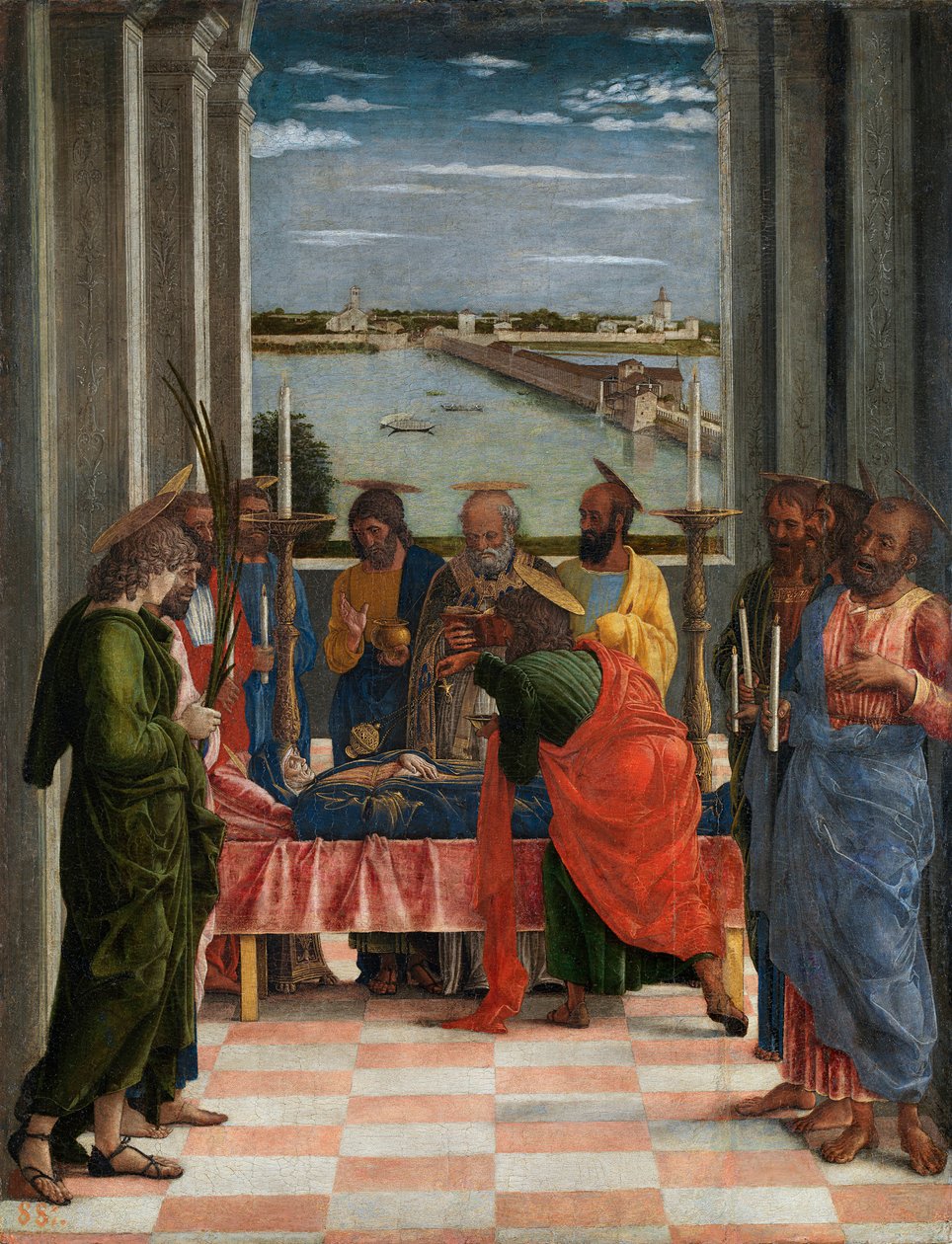 La mort de la vierge - وفاة العذراء - مانتيجنا ، أندريا (1431-1506) - حوالي 1462 - تمبرا على اللوح - 54،5x42 - متحف ديل برادو ، مدريد بواسطة أندريا مانتيجنا