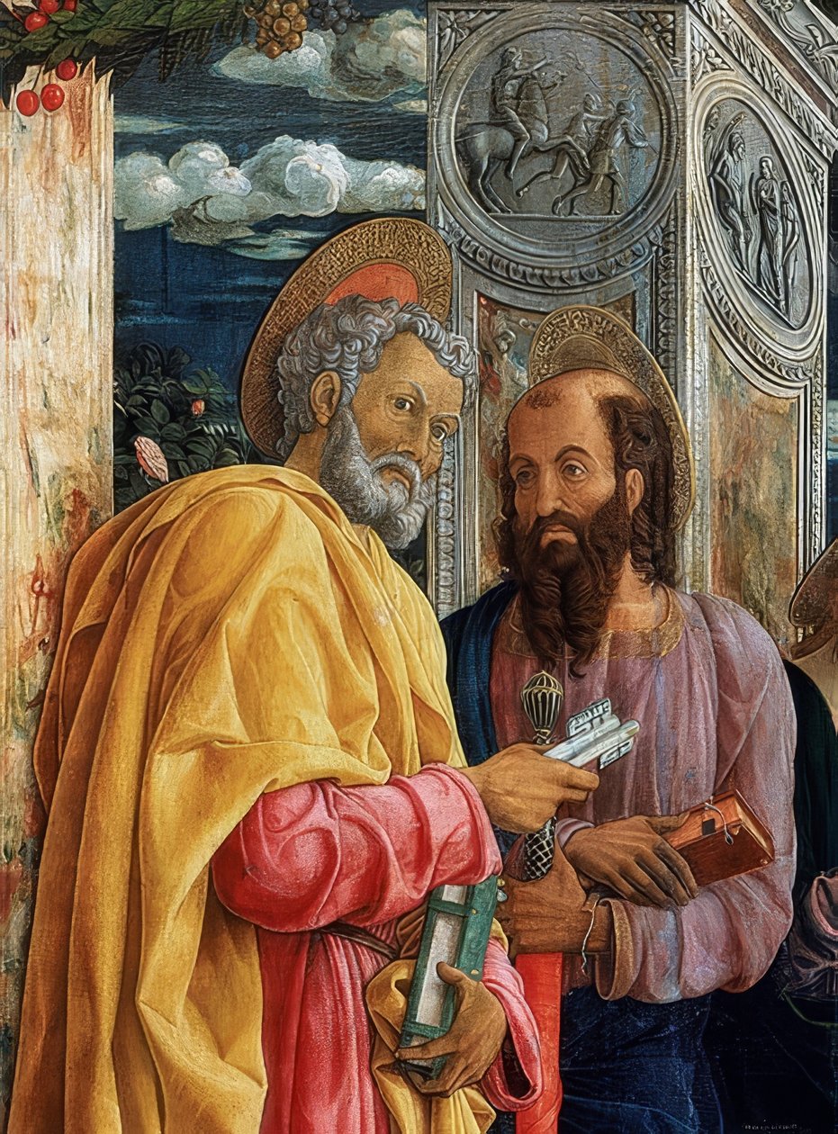 سان زينو مذبح. تفاصيل الجانب الأيسر. 1457-1460. في الصورة ، سيمون بيتروس وبولوس فون طرسوس بواسطة أندريا مانتيجنا