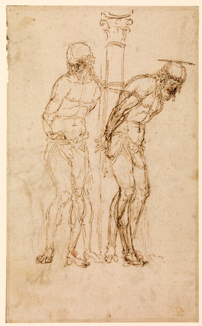 Studies for Christ at the Column (recto), c.1460-65 (pen & ink on paper) [see also 5934516] بواسطة أندريا مانتيجنا