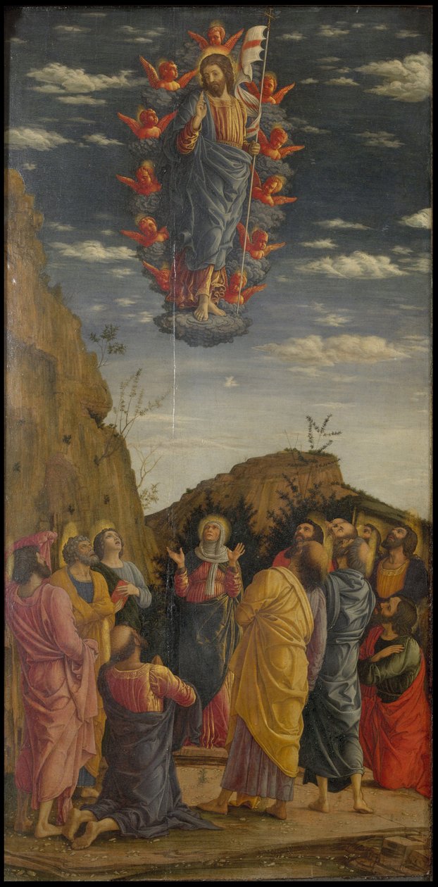 The Ascension Triptych of the Uffizi Uffizi Tryptich ، اللوحة اليسرى ، حوالي 1463-1464 بواسطة أندريا مانتيجنا