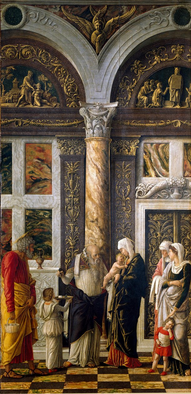 Uffizi polyptic: “” circumcision””” Right part. Detrempe on wood by Andrea Mantegna (1431-1506) 1464-1470. Dim. 86x42,5 cm Florence, Galleria degli Uffizi (Offices) بواسطة أندريا مانتيجنا