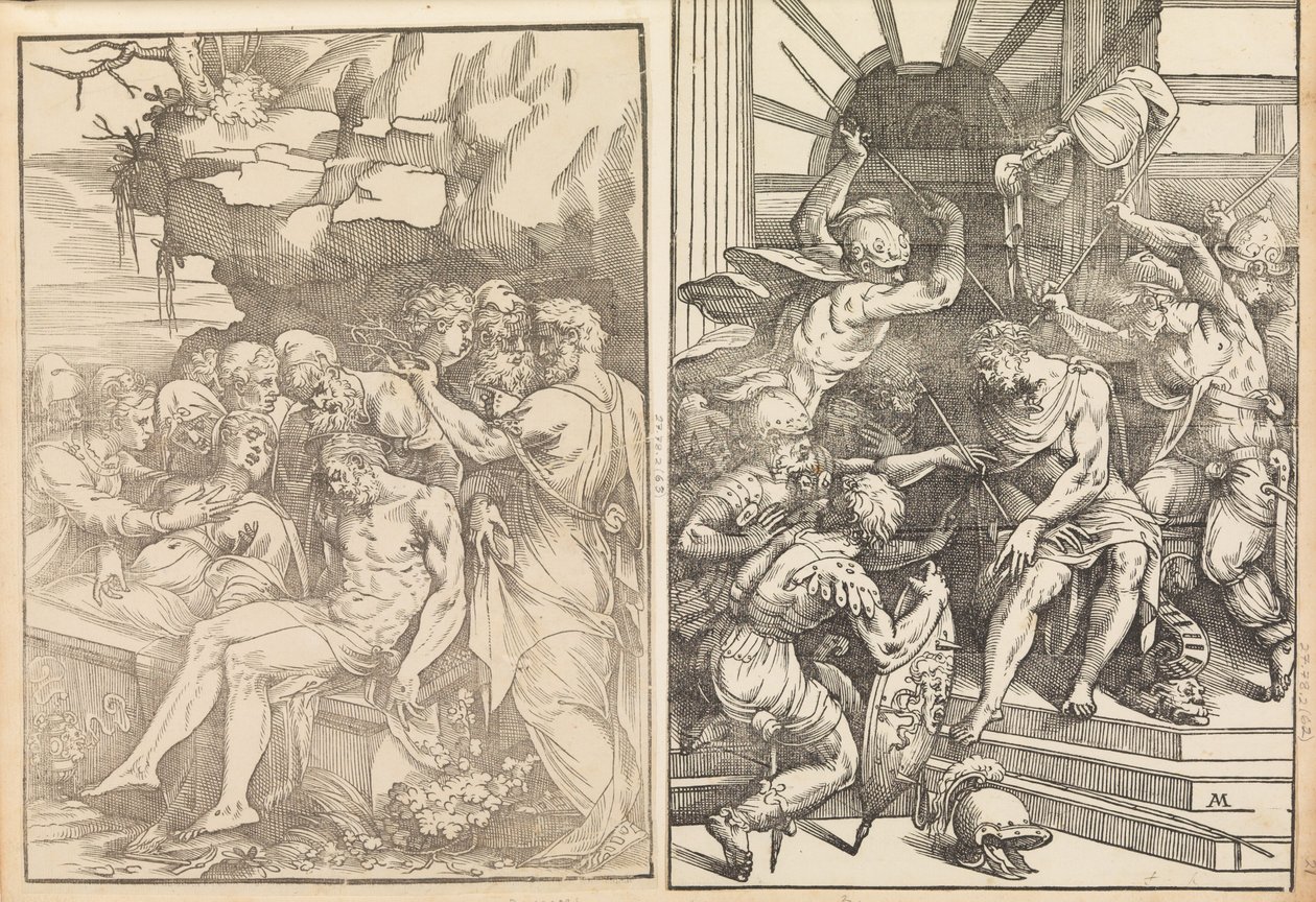 الرثاء على المسيح الميت ، هاجم الجنود المسيح ، كاليفورنيا. 1556-57. بواسطة أندريا شيافوني