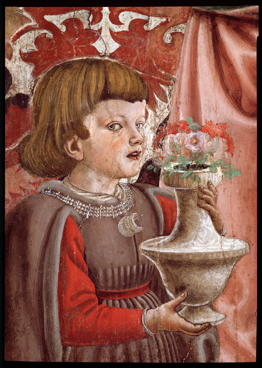 Virgin and Child with Two Angels, Saint John the Baptist and another saint, and two children of the Pazzi family Detail representing one of the Pazzi sons (Virgin with child with saint John Baptist and another saint, two angels, and two children of the Paz بواسطة أندريا ديل كاستانيو