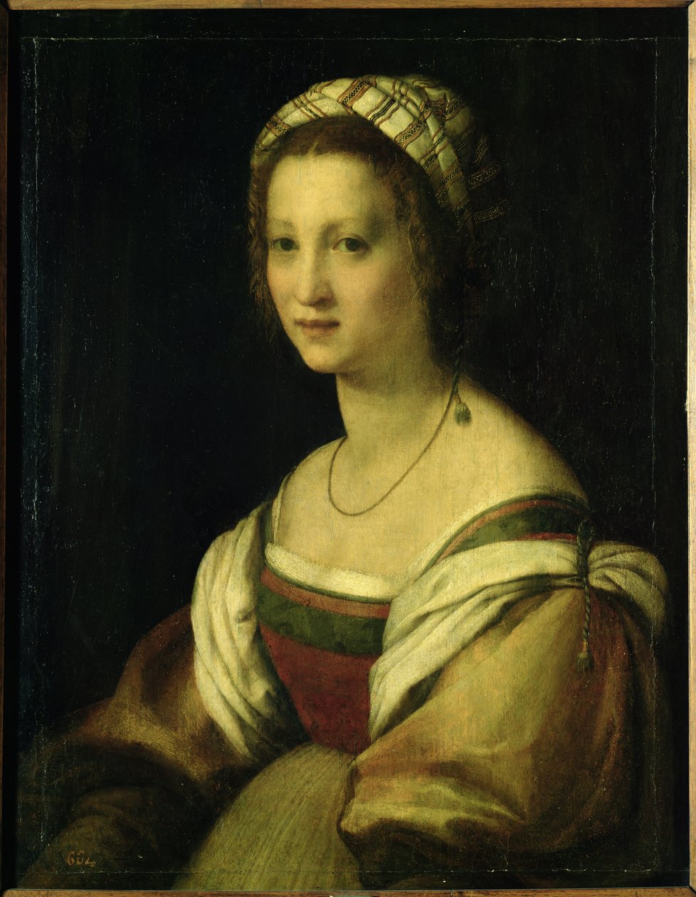 Lucrezia di Baccio del Fede ، زوجة الفنان ، حوالي 1513-14 (زيت على لوحة) بواسطة أندريا ديل سارتو