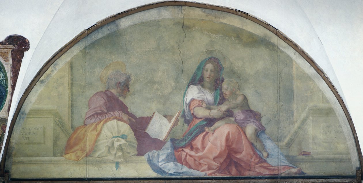 Lunette showing Madonna del Sacco by Andrea del Sarto (1486-1530), fresco بواسطة أندريا ديل سارتو