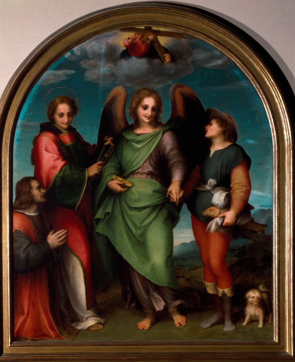 The Archangel Raphael, Saint Leonard, Tobie and the Sponsor Kneeling (Painting بواسطة أندريا ديل سارتو