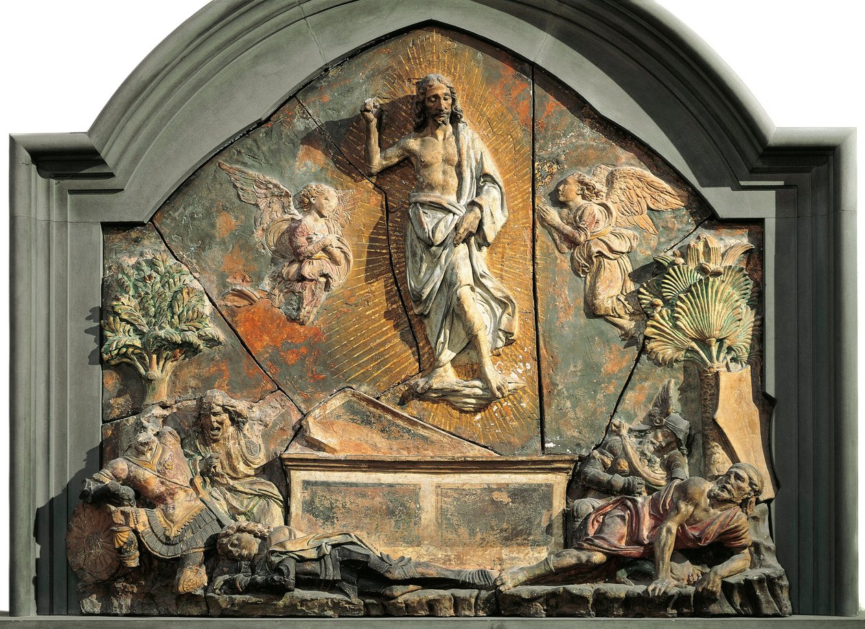 قيامة المسيح (يتم تمثيل الجندي النائم باسم Laurent de Medici (Lorenzo the Magnificent) متعدد الألوان من الطين بواسطة Andrea del Verrocchio (1437-1488) القرن الخامس عشر Museo Nazionale del Bargello Florence بواسطة أندريا ديل فيروتشيو