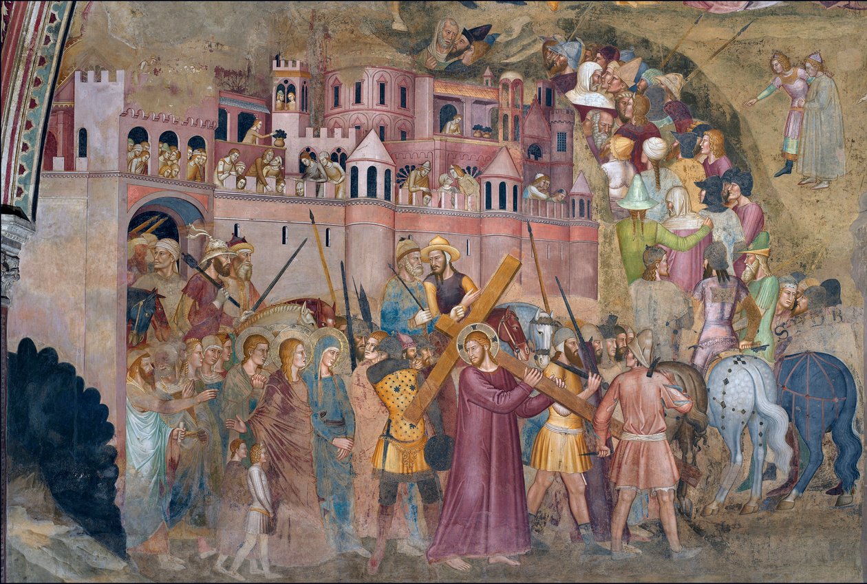 المسيح يحمل الصليب - المسيح يحمل الصليب - فريسكو في كنيسة الإسبان - أندريا دي بونايوتو بواسطة أندريا دي بونايوتو (فلوريدا 1343 77)