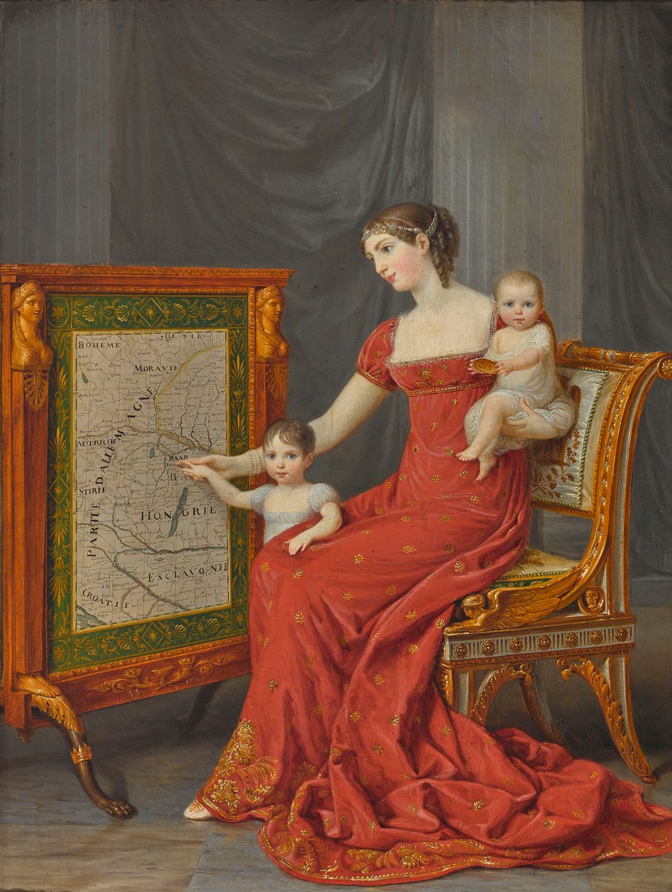 الأميرة أوغوستا أميرة بافاريا (1788-1851)، دوقة ليوختنبرغ، مع ابنتيها جوزفين وأوجيني بواسطة أندريا الأكبر أبياني
