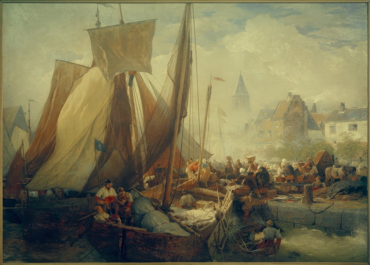 Achenbach ، سوق السمك في أوستند بواسطة أندرياس أشنباخ