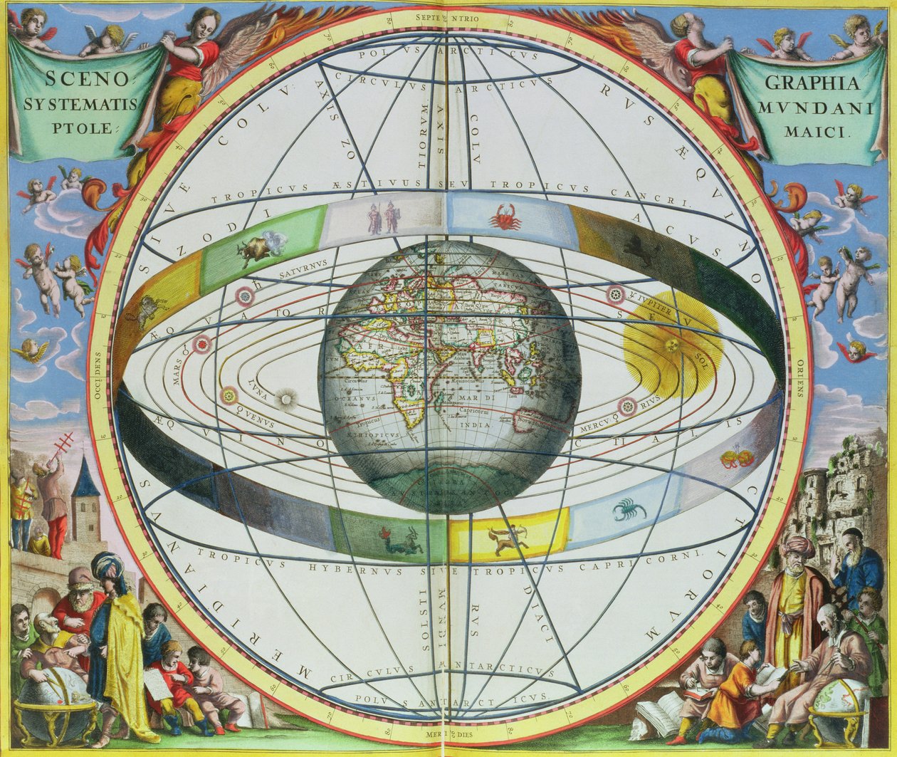 خريطة للمجموعات المسيحية ، من "الأطلس السماوي ، أو تناغم الكون" (أطلس coelestis seu harmonia macrocosmica). بقلم جوان جانسونوس ، أمستردام ، 1660-61 (يد ملونة en بواسطة أندرو سيلاريوس