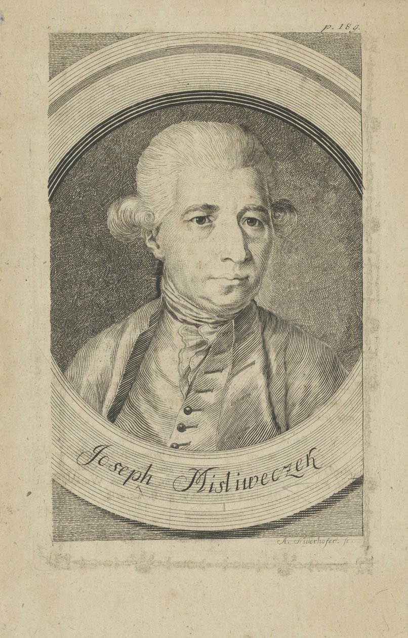 صورة الملحن جوزيف ميسليفسيك 1737-1781 ، رقم 1780. بواسطة أندرياس نيدرهوفر