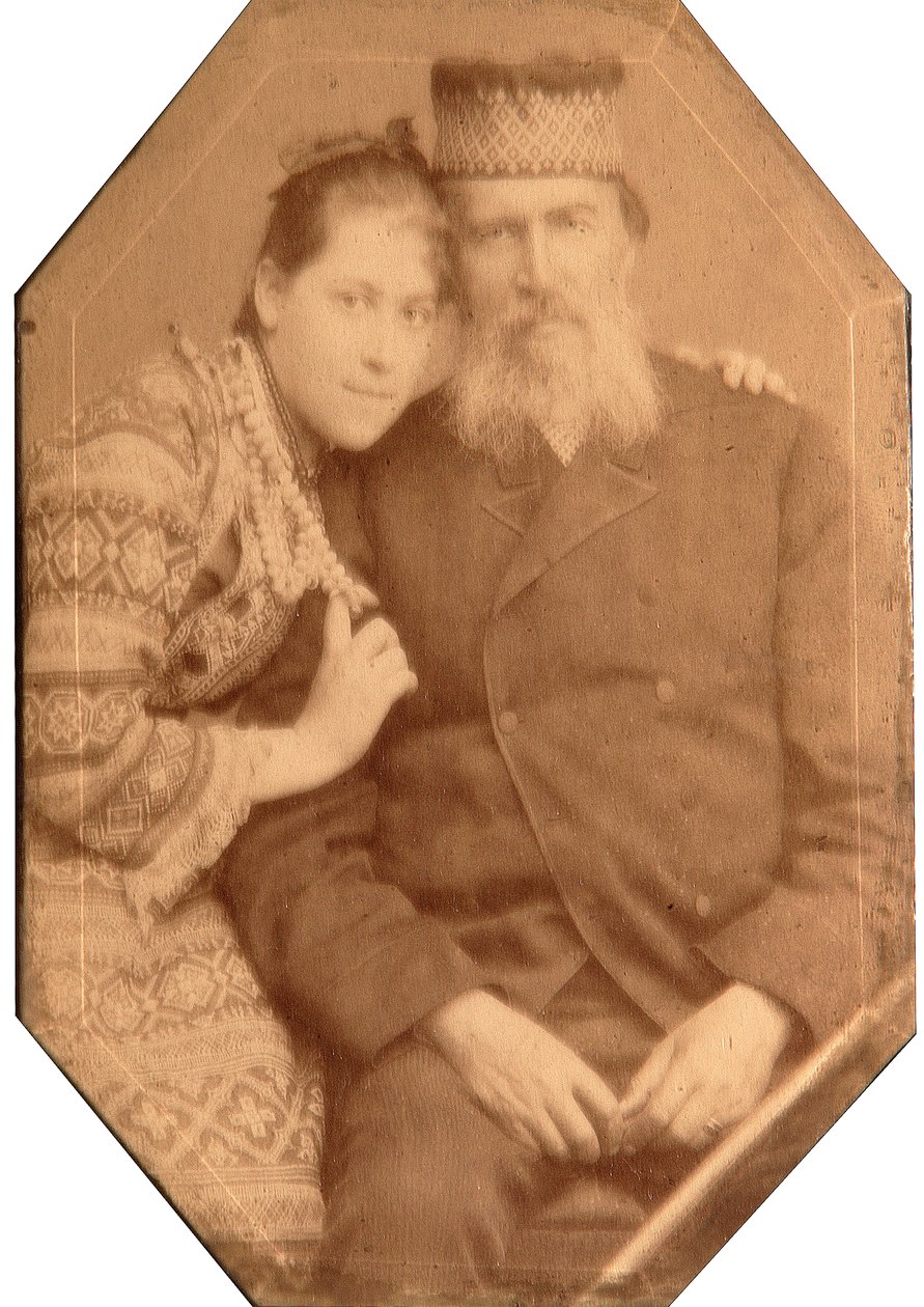 صورة للشاعر ياكوف بتروفيتش بولونسكي (إياكوف بتروفيتش بولونسكي) (1820-1898) مع ابنته ناتاليا. بواسطة أندريه أوسيبوفيتش كاريلين