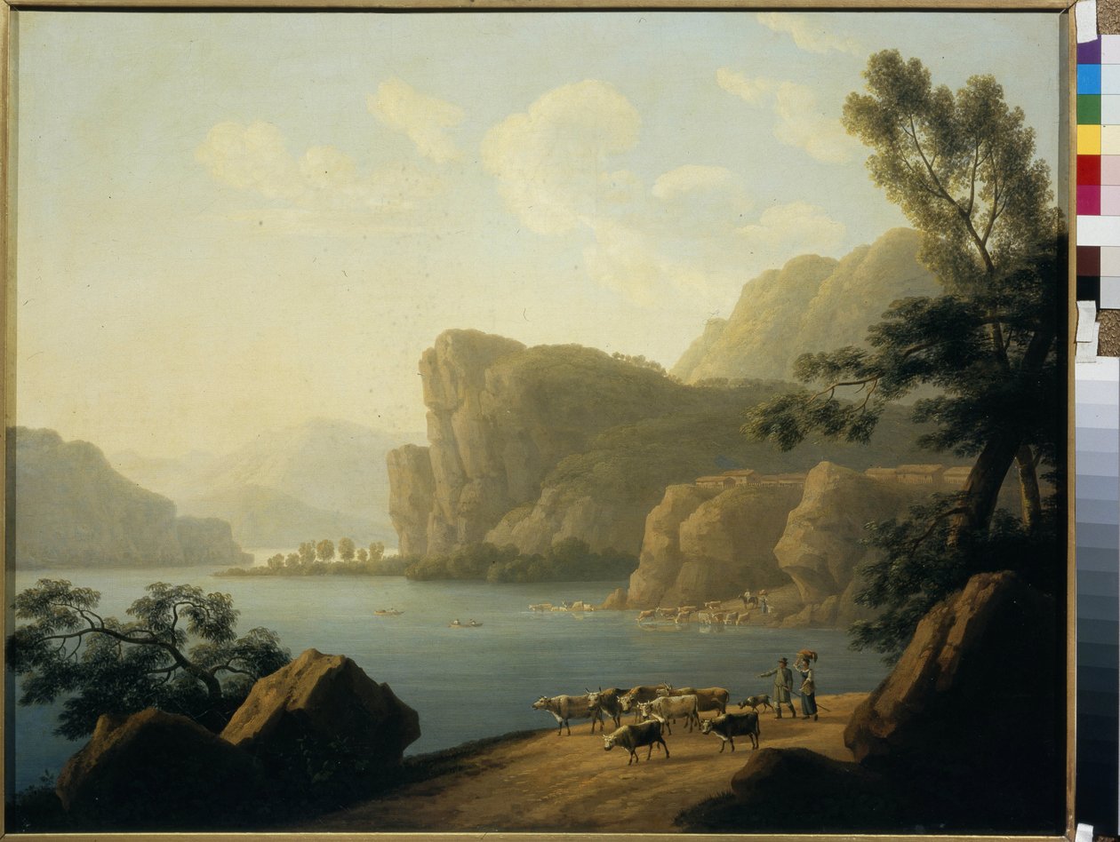 "Vue de la riviere Selenga en Siberie" (منظر لنهر Selenga في سيبيريا) Peinture de Andrei Yefimovich Martynov (1768-1826) 1817 - زيت على قماش قاتم 64،3x80 سم معرض الولاية تريتياكوف ، موسكو بواسطة أندريه يفيموفيتش مارتينوف