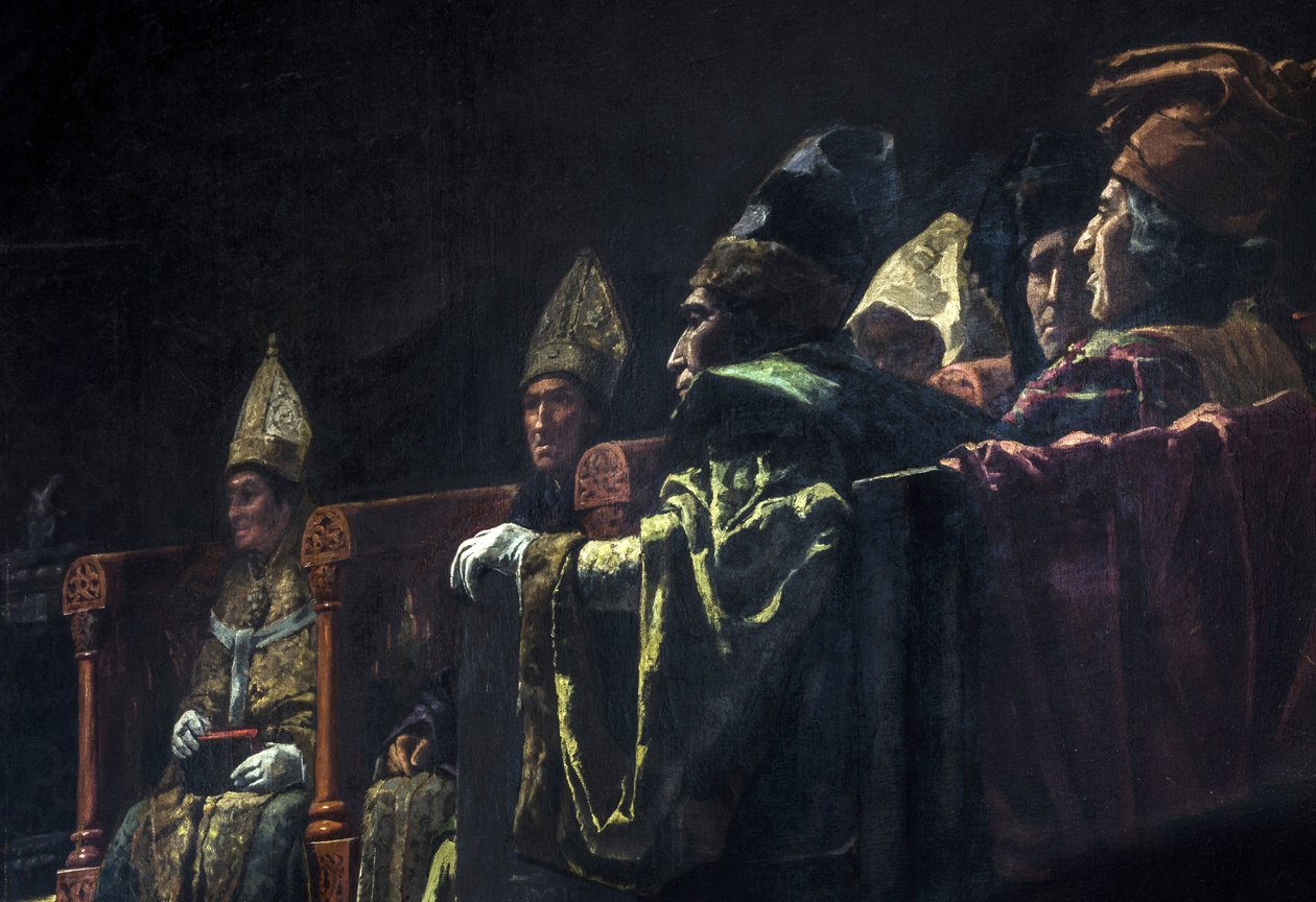Compromis de Caspe (1412) - لوحة التاريخ: تسوية Caspe parlade y Heredia ، Andres (1859-1933) بواسطة أندريس بارليد إي هيريديا
