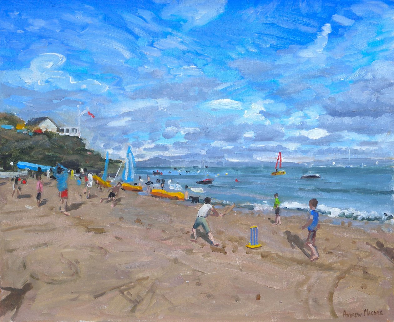 الكريكيت على الشاطئ ، Abersoch ، 2013 ، بواسطة أندرو ماكارا