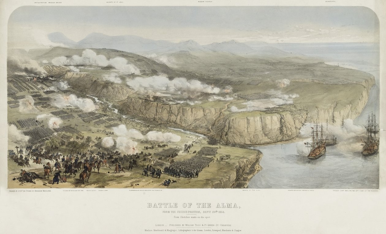 معركة ألما من الموقف الفرنسي في 20 سبتمبر 1854 ، نشرها ويليام تيج وشركاه ، 1854 بواسطة أندرو ماكلان