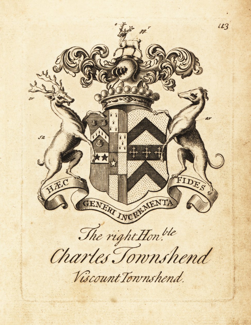شعار النبالة للرايت أونرابل تشارلز تاونسند ، 2 Viscount Townshend بواسطة أندرو جونستون