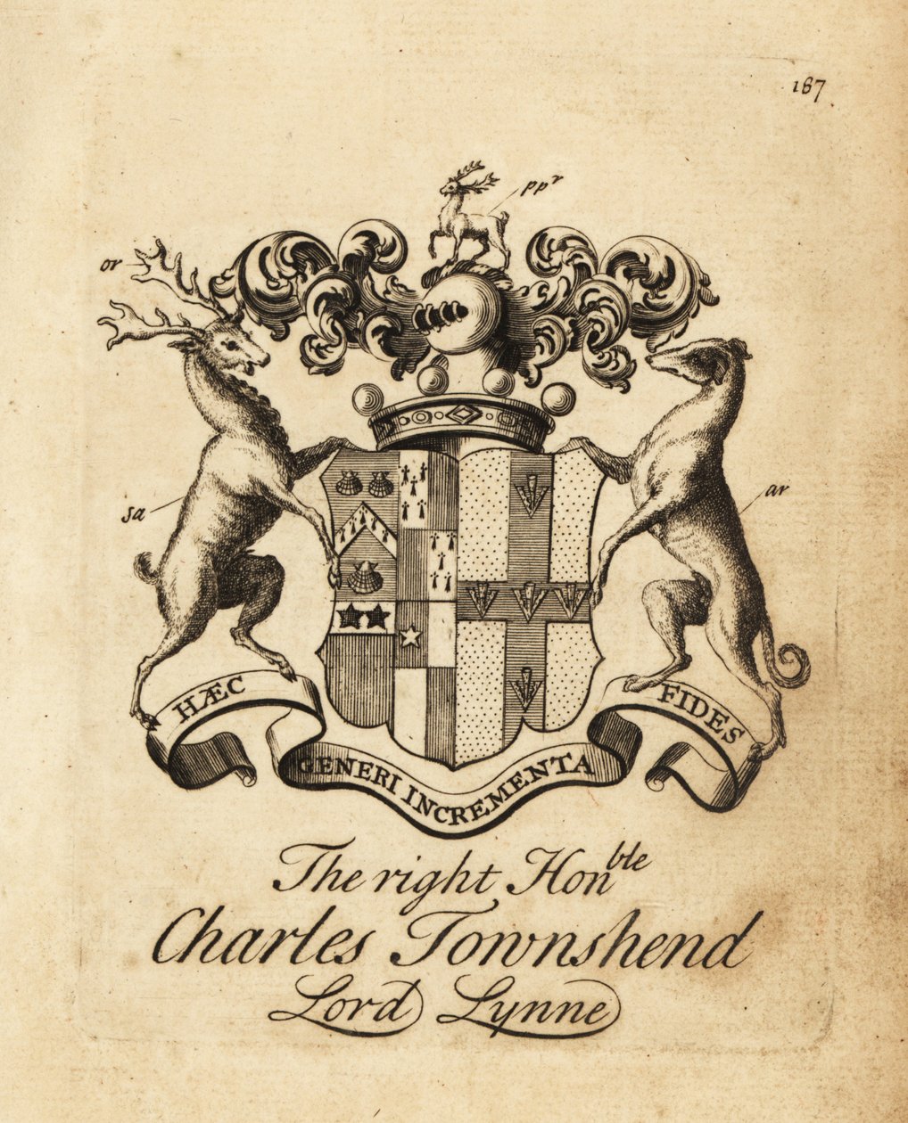 شعار النبالة للرايت أونرابل تشارلز تاونسند ، اللورد لين ، 3rd Viscount Townshend بواسطة أندرو جونستون