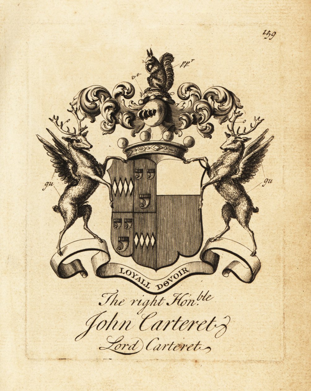 Coat of arms of the Right Honourable John Carteret, Lord Carteret, 2nd Earl Granville, 7th Seigneur of Sark بواسطة أندرو جونستون