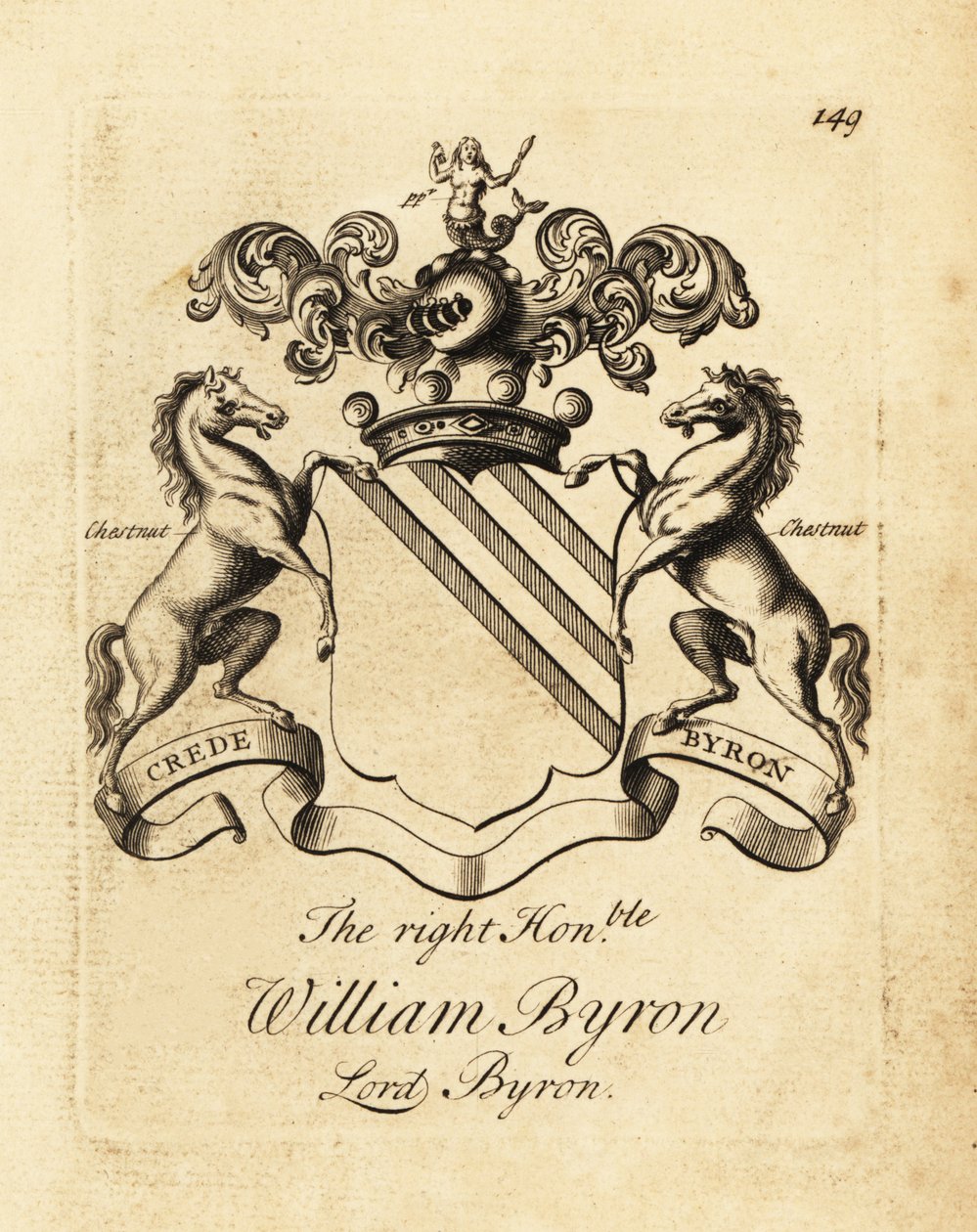 شعار النبالة للرايت أونرابل ويليام بايرون ، اللورد بايرون ، بارون بايرون الرابع (1670-1736) بواسطة أندرو جونستون
