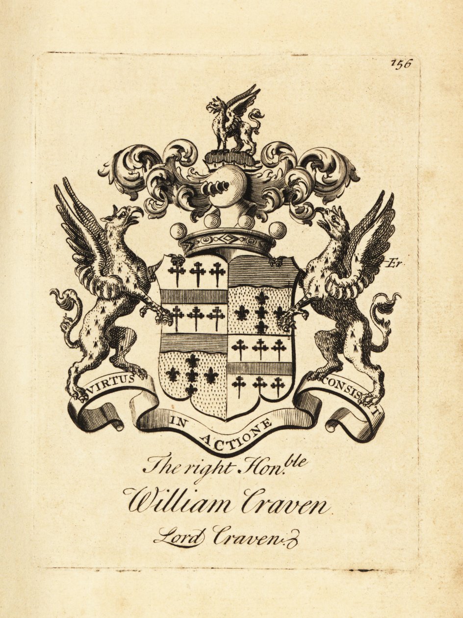 شعار النبالة للرايت أونرابل ويليام كرافن ، اللورد كرافن ، البارون كرافن الثالث (1700-1739) بواسطة أندرو جونستون