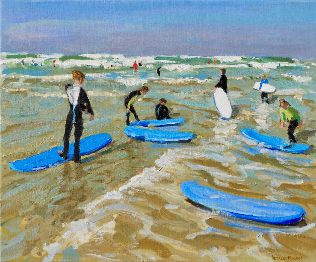 ألواح ركوب الأمواج الزرقاء ، بودي. 20 × 24 "، 2019، (زيت على قماش) بواسطة أندرو ماكارا