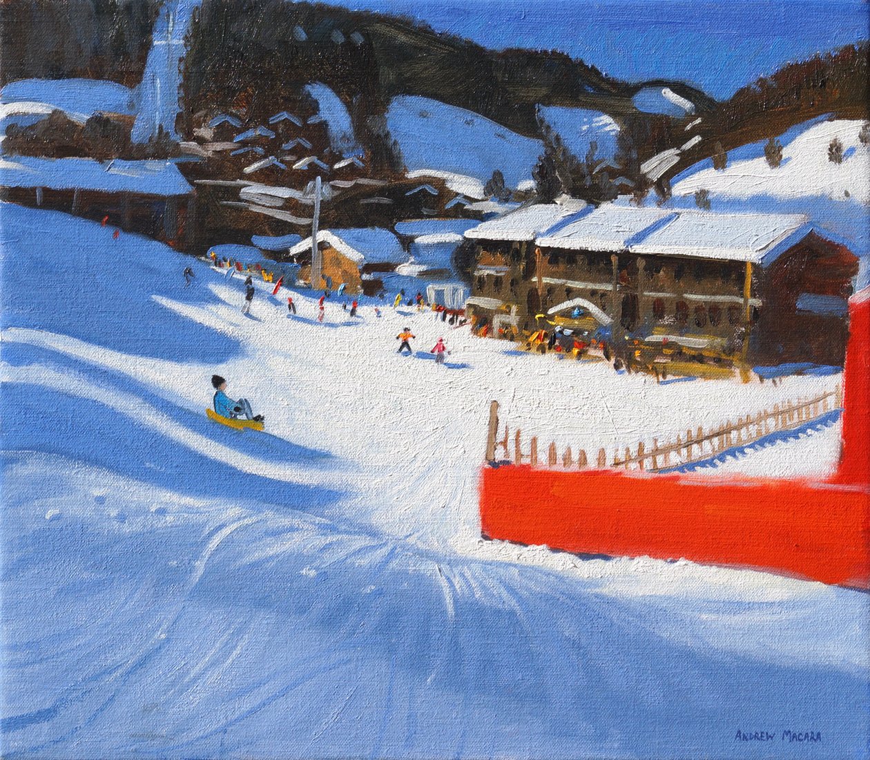 Skiing;La Clusaz , France,(oil on canvas) بواسطة أندرو ماكارا