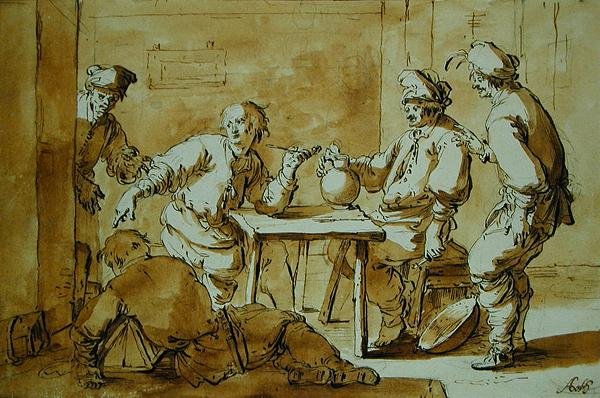 في البار ، 1633 (غسل القلم والحبر على الورق) بواسطة أندريز كلاهما